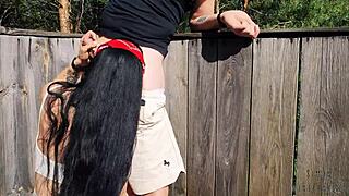 Big cock amateur gets sloppy blowjob in nature