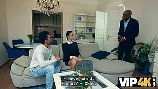 Sons girlfriend sucks and licks old and young daddys cock