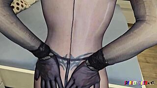 Spandexqueen's double pleasure in nylon and cock sheath show