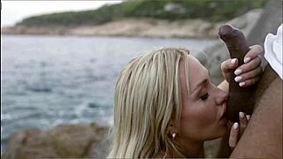 Big black cock meets Latina beauty on the beach