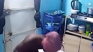 Hey, you gotta see this hot ebony banged in the kitchen, part 1