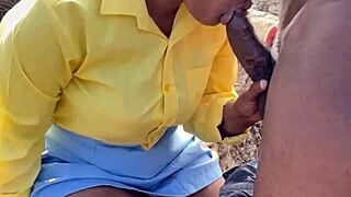 BBC guy is fucking a girl outdoors