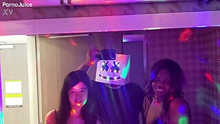 Tough african lady boss dominates petite asian girl