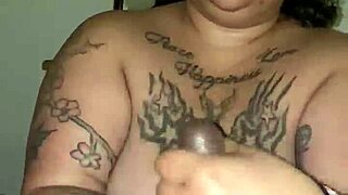 Chubby BBW gives a blowjob and fucks with a black guy