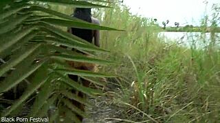 Hot African Native Woman Cooking Naked in Jungle