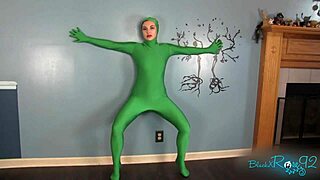 Trying on a zentai suit for the first time