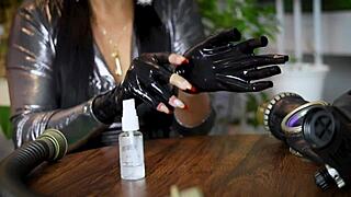 Experience the sensual delight of ebony latex gloves for ASMR enthusiasts
