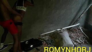 A hot ebony babe gets her ass pounded on camera