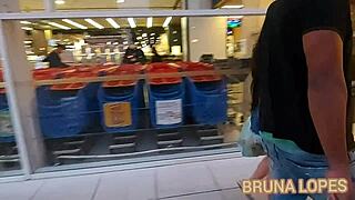 African-American pornstar Alex Lima's tattooed ass gets filled with cum in supermarket ecstasy