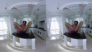 Chocolate candy girl spreads her delicious ebony booty in VR