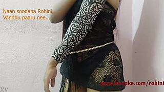 Bold Tamil cam girl Rohini's seductive ebony allure in black lingerie